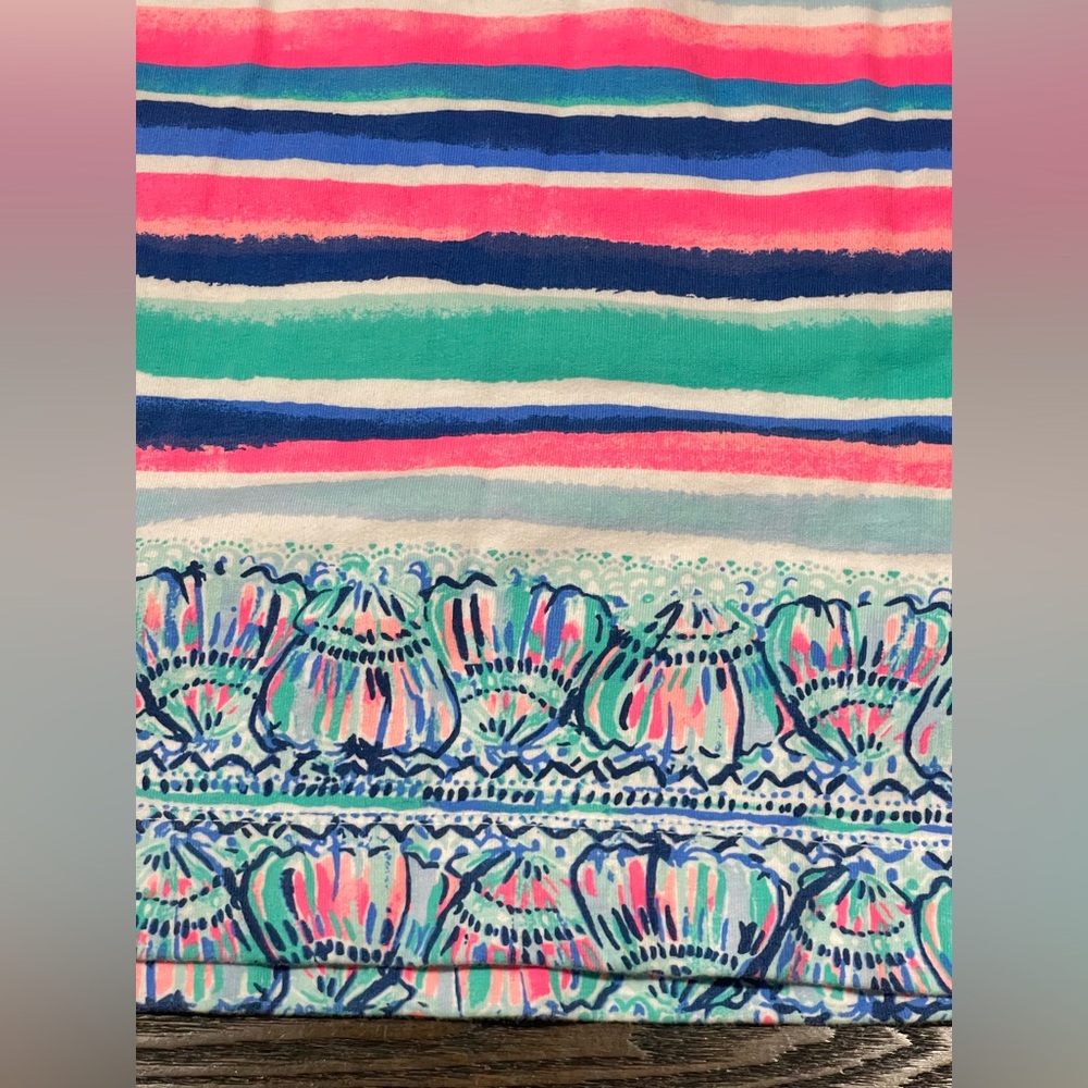 LILLY PULITZER Captain Popover Sandy Shell Stripe Button Front Pullover Size M - Picture 2 of 8